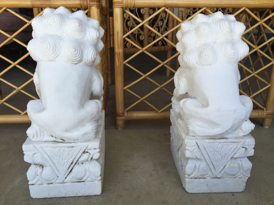 Hand Carved White Stone Foo Dogs [Photo 15]