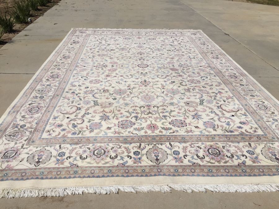 LARGE 18.5' x 14' Wool Area Rug Floral Motif With Light Neutral Tones [Photo 6]