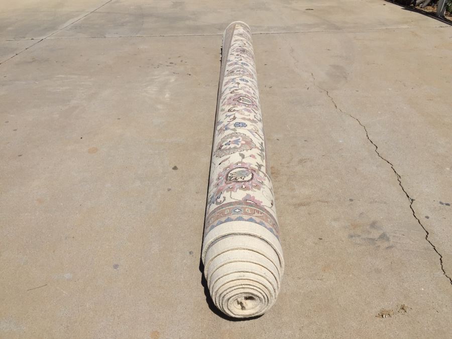 LARGE 18.5' x 14' Wool Area Rug Floral Motif With Light Neutral Tones [Photo 17]