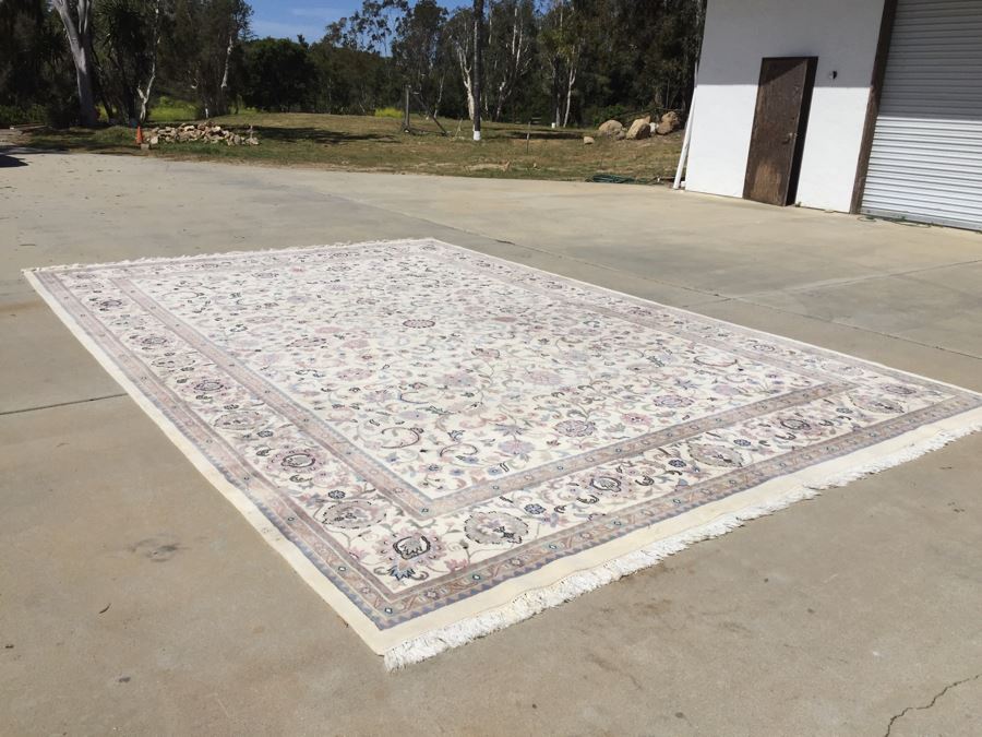 LARGE 18.5' x 14' Wool Area Rug Floral Motif With Light Neutral Tones [Photo 4]