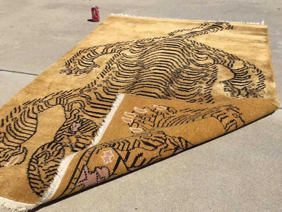 Hand Knotted Wool Tiger Rug 7' X 4.5' [Photo 15]