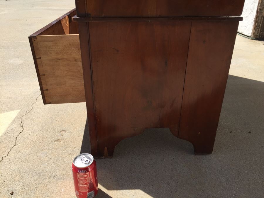 Stunning Antique Armoire Closet With Drawer And Nice Inlay Work Througout Beveled Oval Mirror [Photo 23]