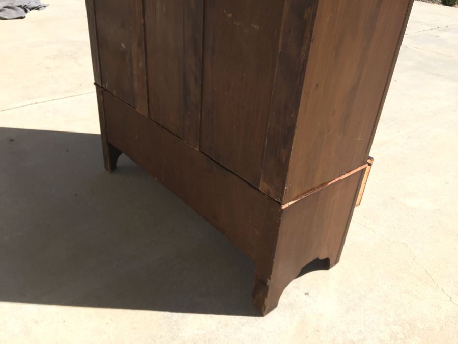 Stunning Antique Armoire Closet With Drawer And Nice Inlay Work Througout Beveled Oval Mirror [Photo 34]