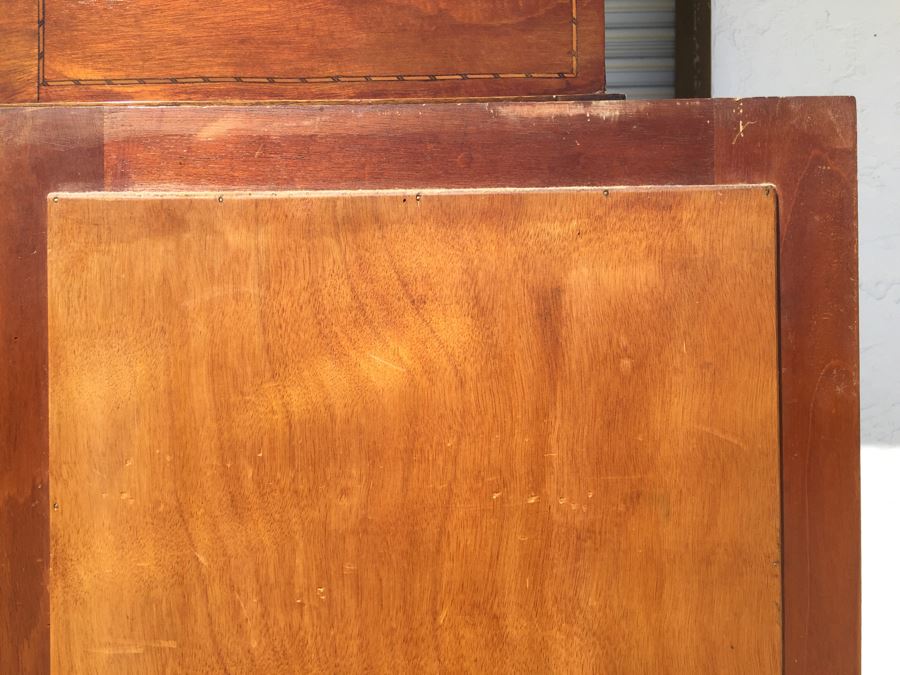 Stunning Antique Armoire Closet With Drawer And Nice Inlay Work Througout Beveled Oval Mirror [Photo 26]