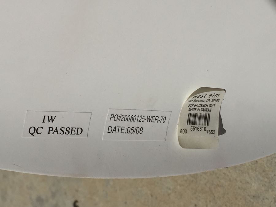 Pair Of West Elm Modernist Scoop-Back White Chairs With Chrome Base And Casters [Photo 11]