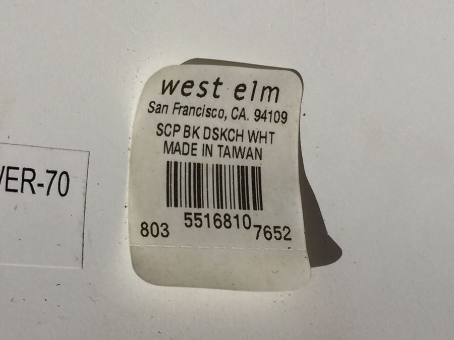 Pair Of West Elm Modernist Scoop-Back White Chairs With Chrome Base And Casters [Photo 12]