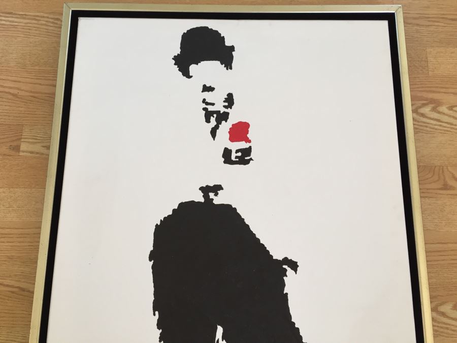 Original Oil Painting Of Charlie Chaplin By Cuban Artist Roberto Robaina On Canvas 100 X 70CM Signed Front And Back [Photo 2]