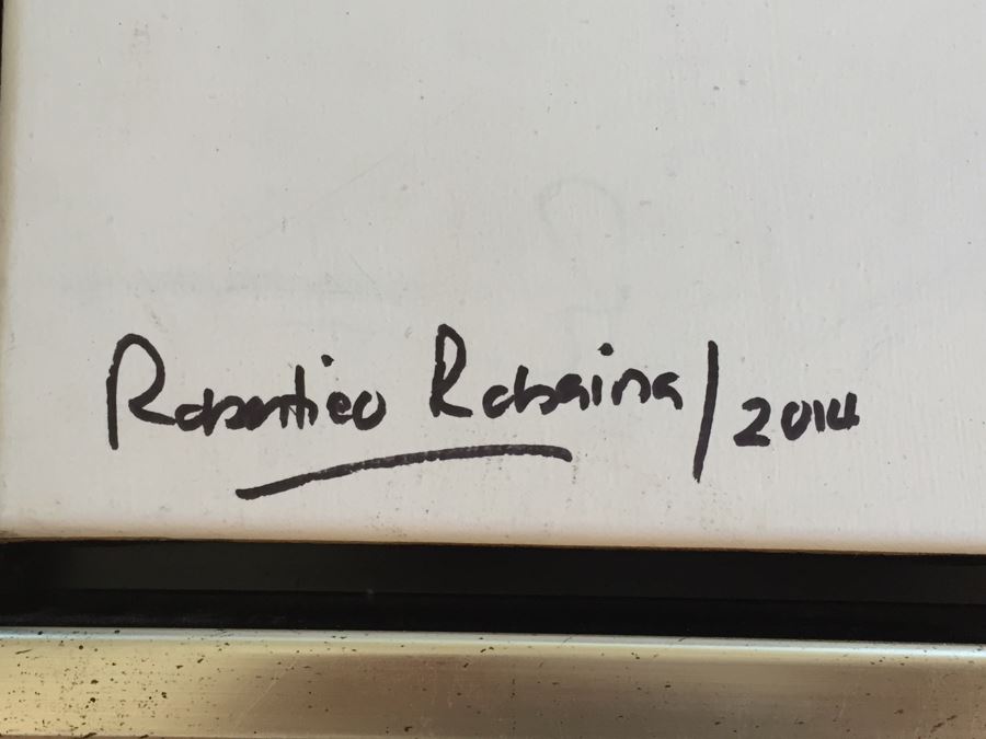 Original Oil Painting Of Charlie Chaplin By Cuban Artist Roberto Robaina On Canvas 100 X 70CM Signed Front And Back [Photo 3]