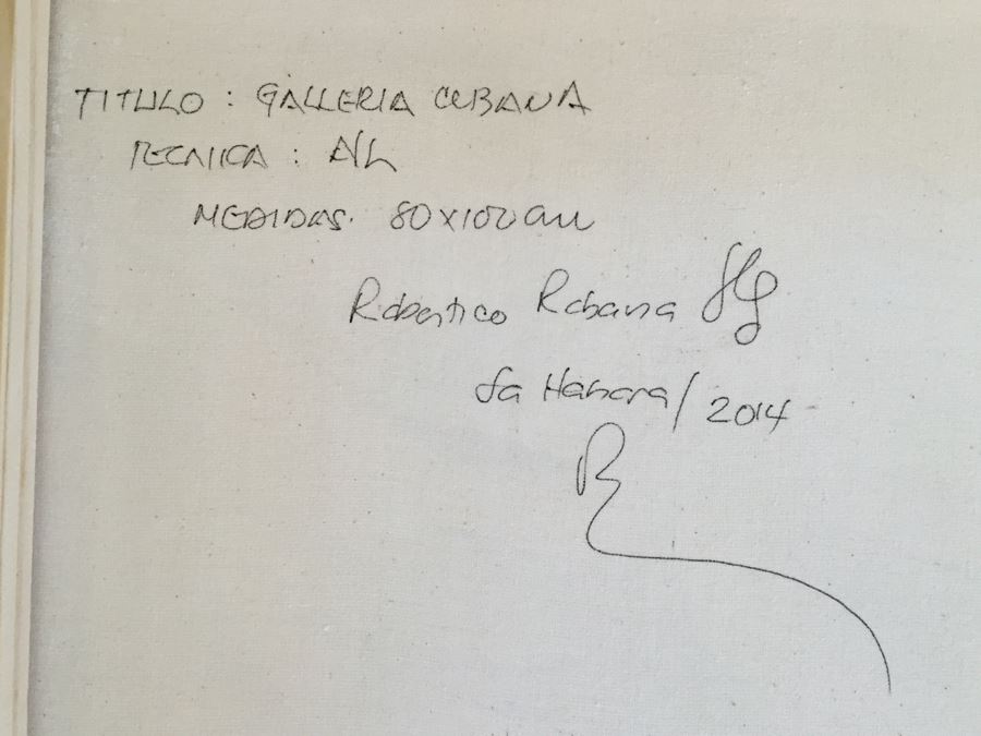 Original Oil Painting Of Rooster Chicken By Cuban Artist Roberto Robaina On Canvas 80 X 100CM Signed Front And Back Titled 'Galleria Cubana' [Photo 8]