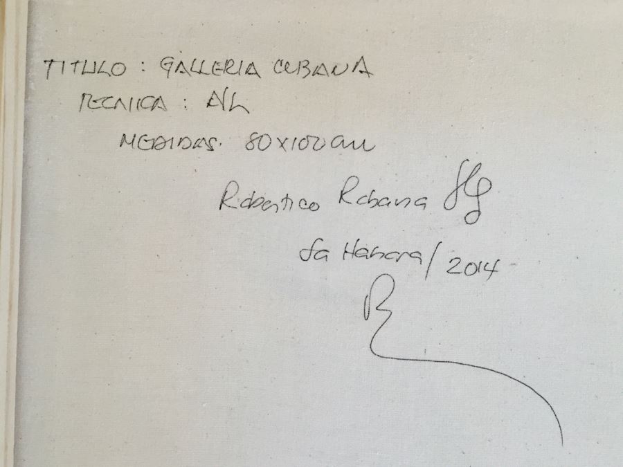 Original Oil Painting Of Rooster Chicken By Cuban Artist Roberto Robaina On Canvas 80 X 100CM Signed Front And Back Titled 'Galleria Cubana' [Photo 7]