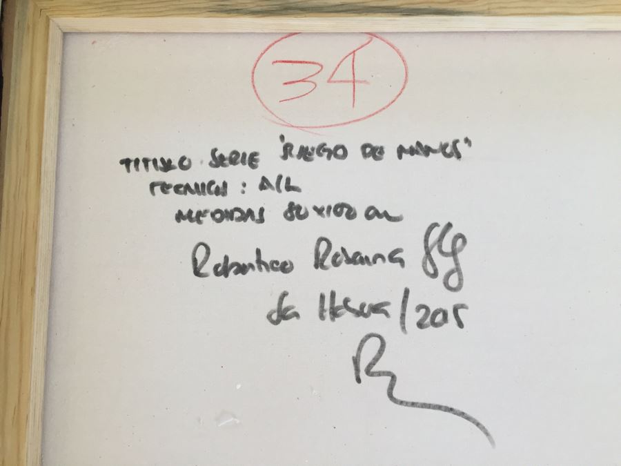 Original Abstract Modernist Oil Painting By Cuban Artist Roberto Robaina On Canvas 80 X 100CM Signed Front And Back [Photo 3]