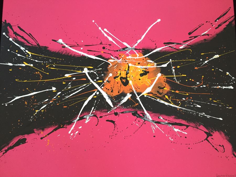 Original Abstract Modernist Oil Painting By Cuban Artist Roberto Robaina On Canvas 80 X 100CM Signed Front And Back [Photo 8]