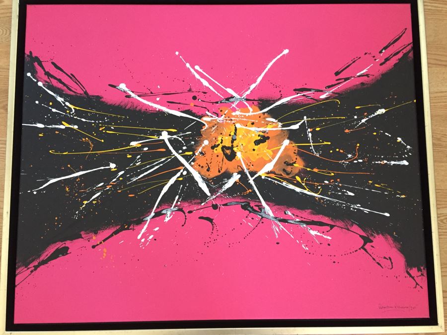 Original Abstract Modernist Oil Painting By Cuban Artist Roberto Robaina On Canvas 80 X 100CM Signed Front And Back [Photo 4]