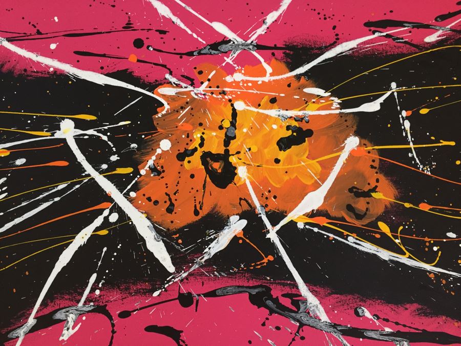 Original Abstract Modernist Oil Painting By Cuban Artist Roberto Robaina On Canvas 80 X 100CM Signed Front And Back [Photo 2]