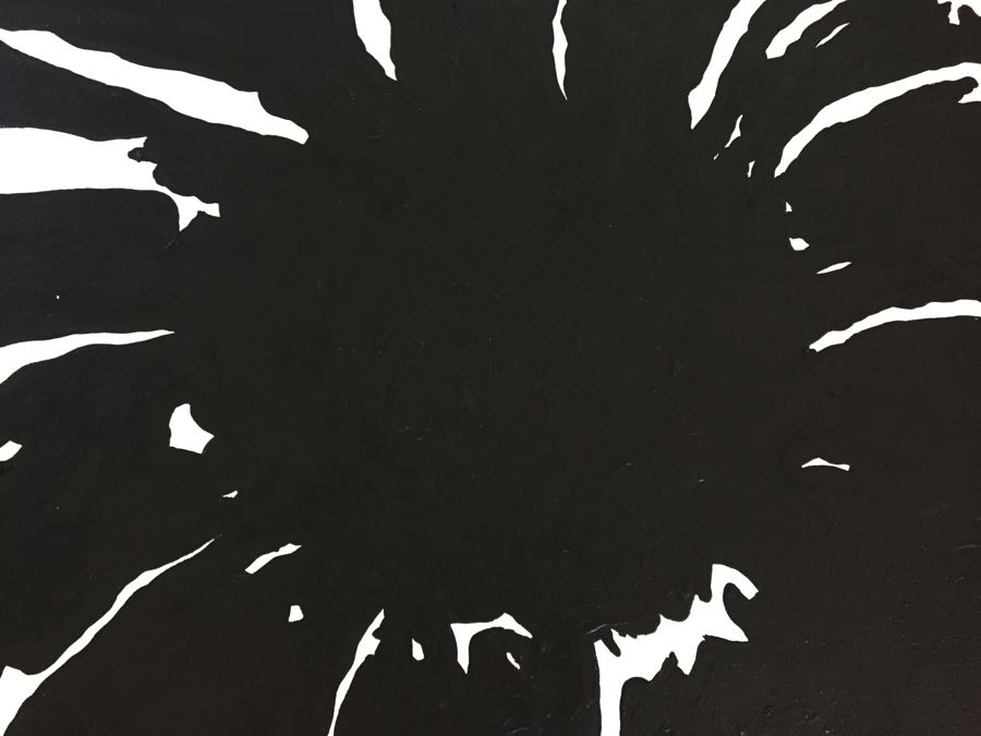 Original B&W Oil Painting Of Sunflowers By Cuban Artist Roberto Robaina On Canvas 100 X 80CM Signed Front And Back [Photo 6]