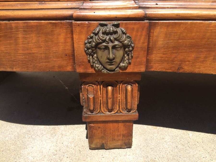 Stunning Antique Sideboard China Cabinet With Hutch Detailed Metalwork, Inlay And Wood Carving [Photo 46]