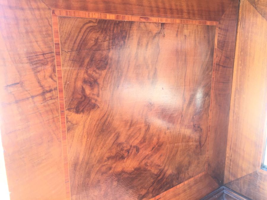 Stunning Antique Sideboard China Cabinet With Hutch Detailed Metalwork, Inlay And Wood Carving [Photo 36]