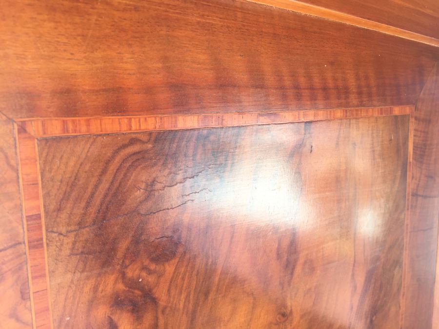 Stunning Antique Sideboard China Cabinet With Hutch Detailed Metalwork, Inlay And Wood Carving [Photo 37]