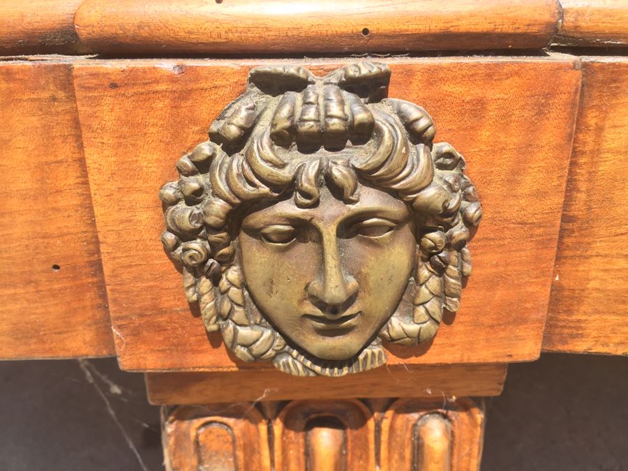 Stunning Antique Sideboard China Cabinet With Hutch Detailed Metalwork, Inlay And Wood Carving [Photo 47]