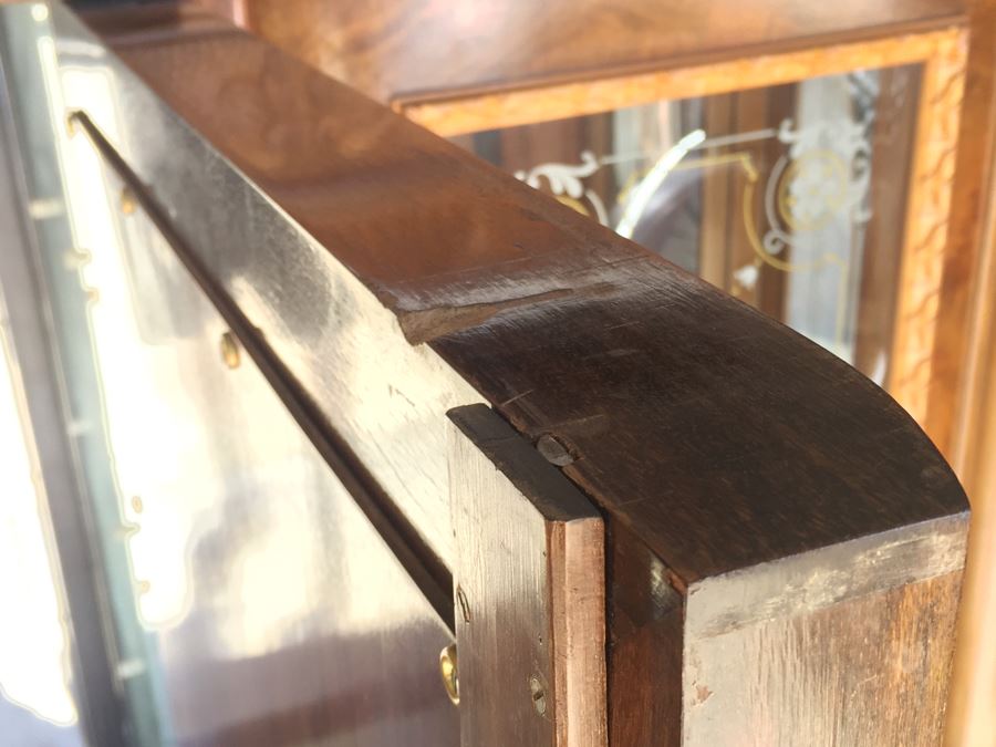 Mirrored Curio Cabinet With Detailed Wood Carving And Marble Top [Photo 12]