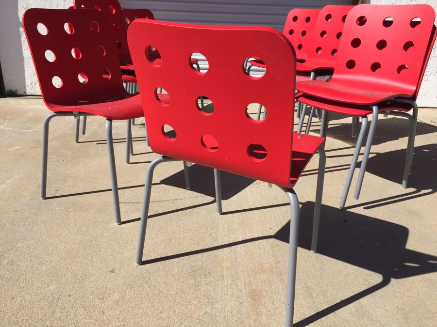 Set Of 11 Red IKEA JULES Chairs [Photo 11]