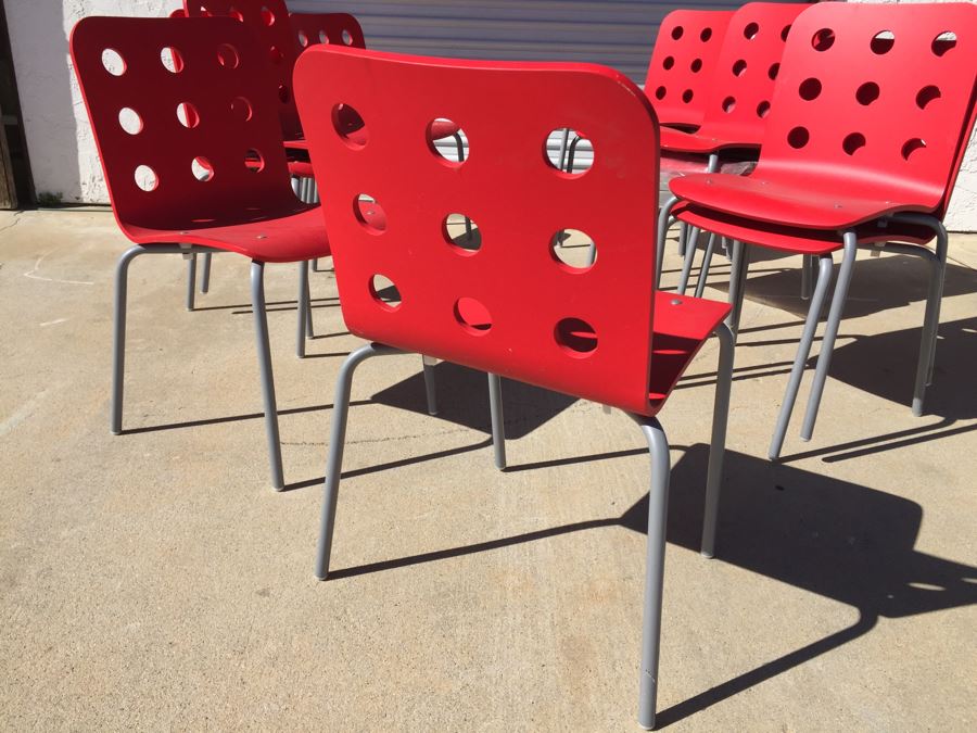Set Of 11 Red IKEA JULES Chairs [Photo 12]