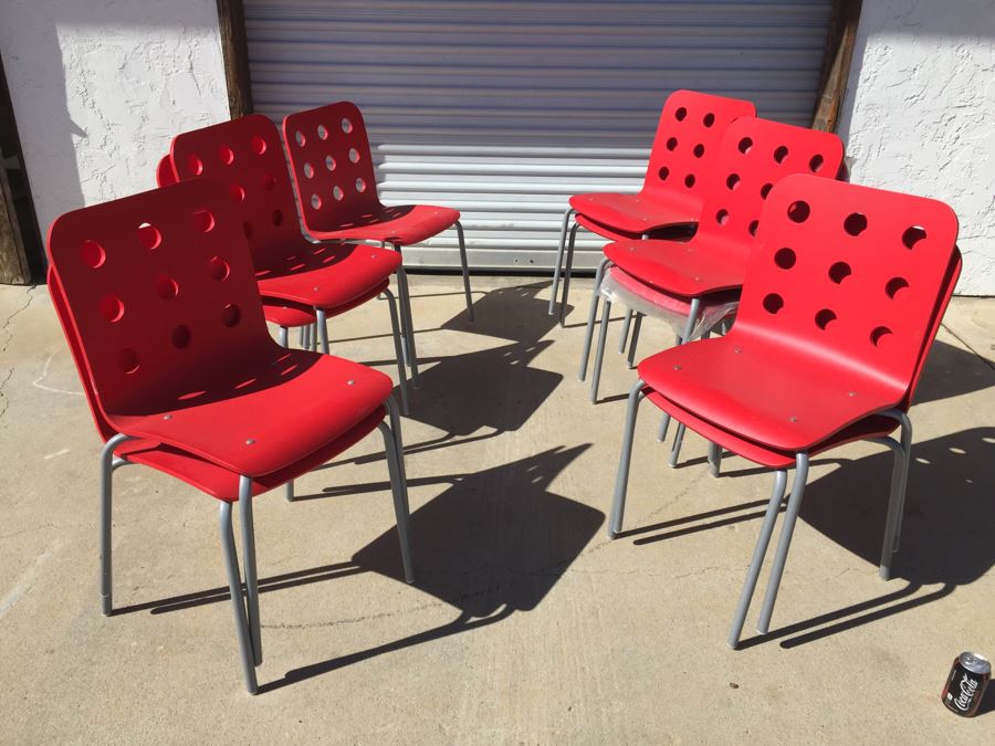 Set Of 11 Red IKEA JULES Chairs [Photo 4]