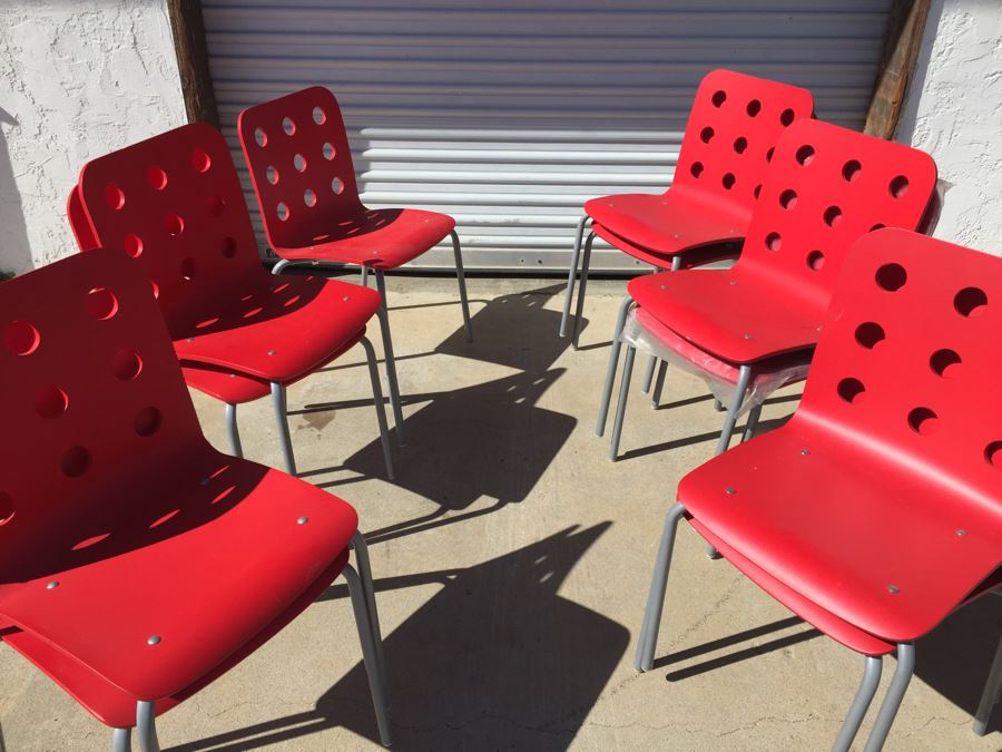 Set Of 11 Red IKEA JULES Chairs [Photo 5]