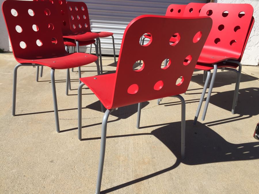 Set Of 11 Red IKEA JULES Chairs [Photo 3]