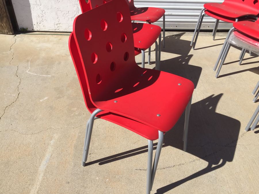 Set Of 11 Red IKEA JULES Chairs [Photo 8]