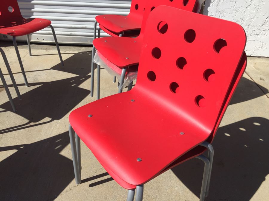 Set Of 11 Red IKEA JULES Chairs [Photo 6]