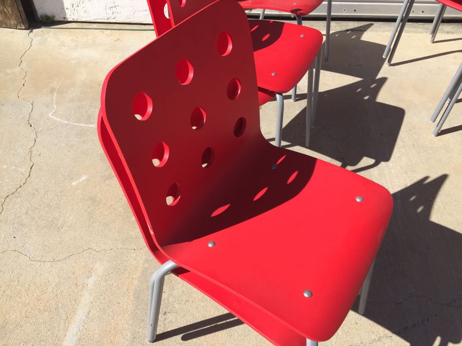 Set Of 11 Red IKEA JULES Chairs [Photo 9]
