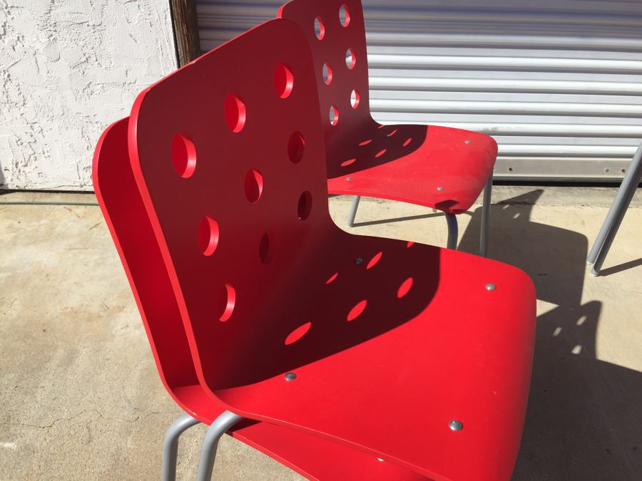 Set Of 11 Red IKEA JULES Chairs [Photo 10]