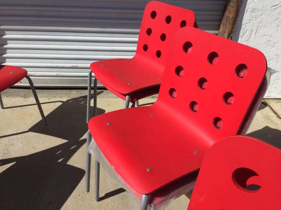 Set Of 11 Red IKEA JULES Chairs [Photo 7]