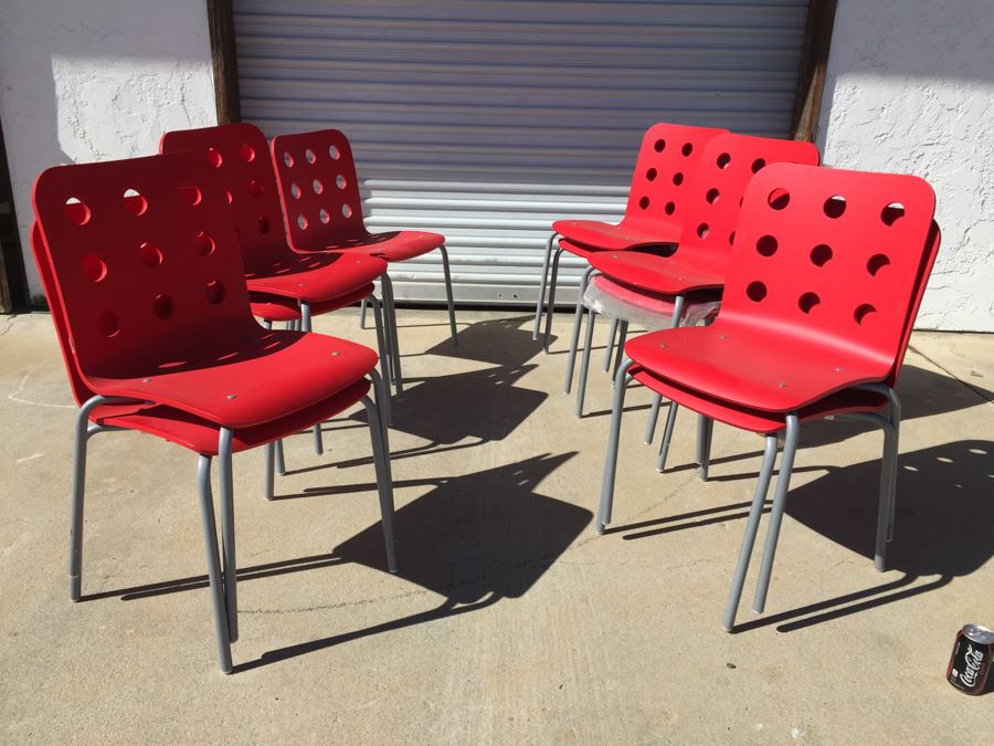 Set Of 11 Red IKEA JULES Chairs [Photo 1]