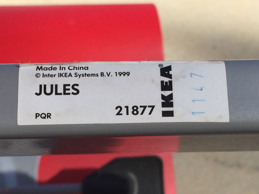 Set Of 6 Red IKEA JULES Chairs With Casters [Photo 3]