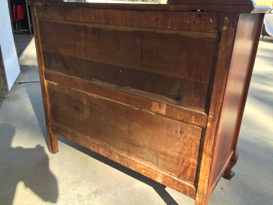 Nice Antique Serpentine Front Dresser With Mirror [Photo 16]