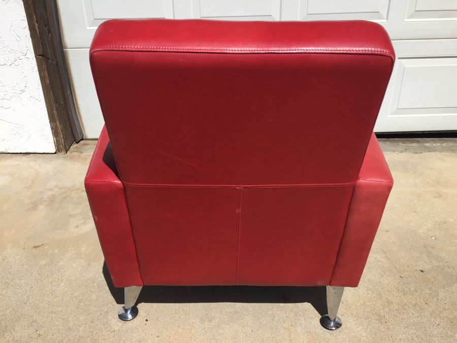 Pair Of Copenhagen Lip Stick Red Contemporary Mid-Century Modern Atomic Armchairs [Photo 5]