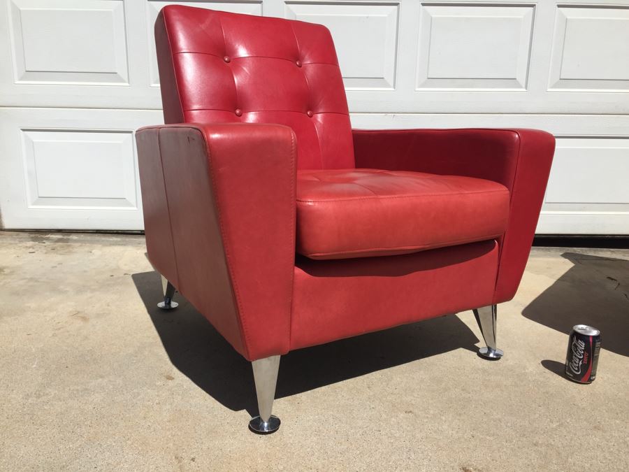 Pair Of Copenhagen Lip Stick Red Contemporary Mid-Century Modern Atomic Armchairs [Photo 10]