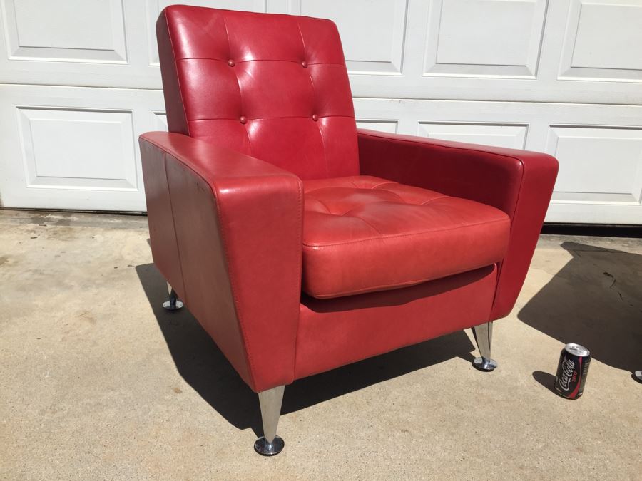 Pair Of Copenhagen Lip Stick Red Contemporary Mid-Century Modern Atomic Armchairs [Photo 9]