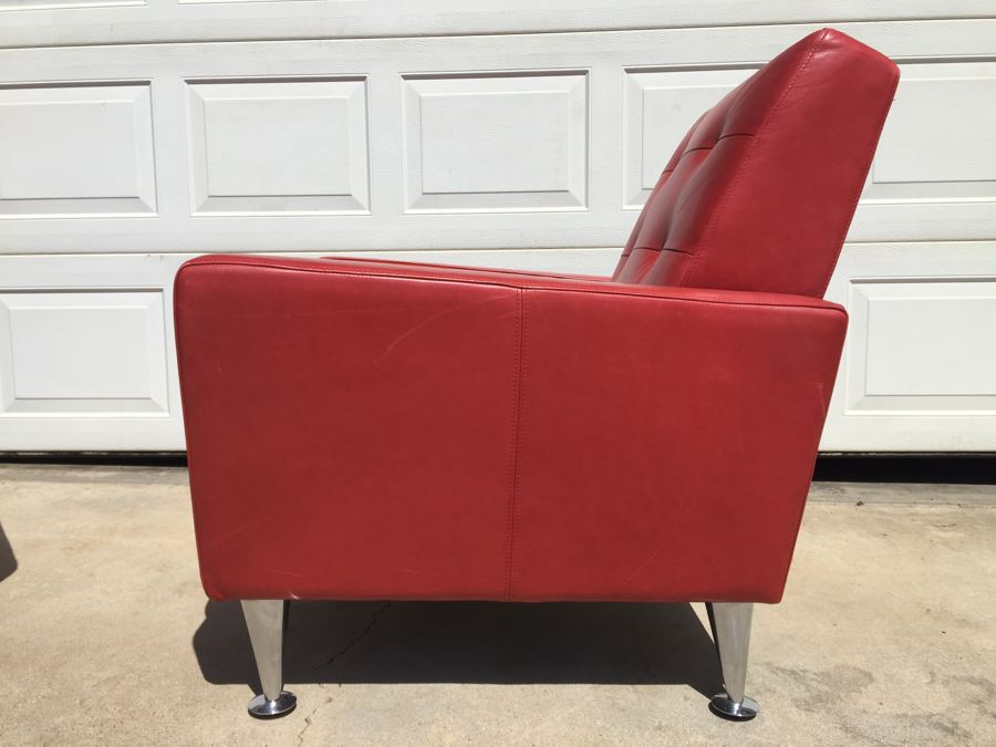 Pair Of Copenhagen Lip Stick Red Contemporary Mid-Century Modern Atomic Armchairs [Photo 4]