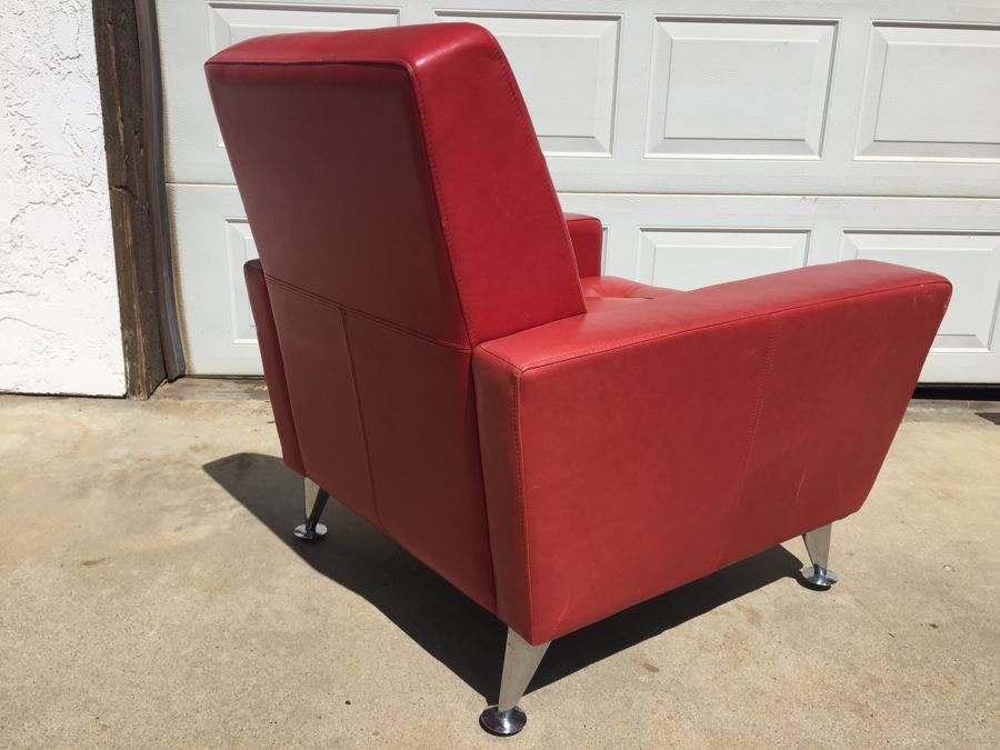 Pair Of Copenhagen Lip Stick Red Contemporary Mid-Century Modern Atomic Armchairs [Photo 6]