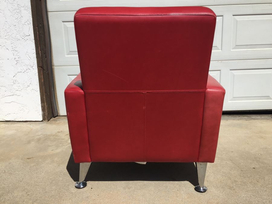 Pair Of Copenhagen Lip Stick Red Contemporary Mid-Century Modern Atomic Armchairs [Photo 3]