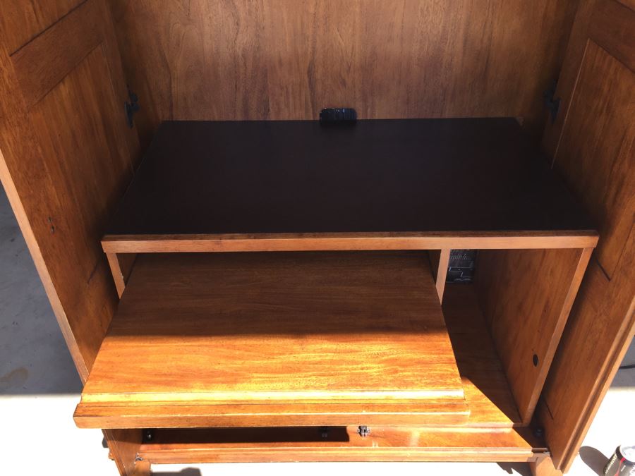 Ethan Allen Armoire Entertainment Cabinet With Pocket Doors [Photo 8]