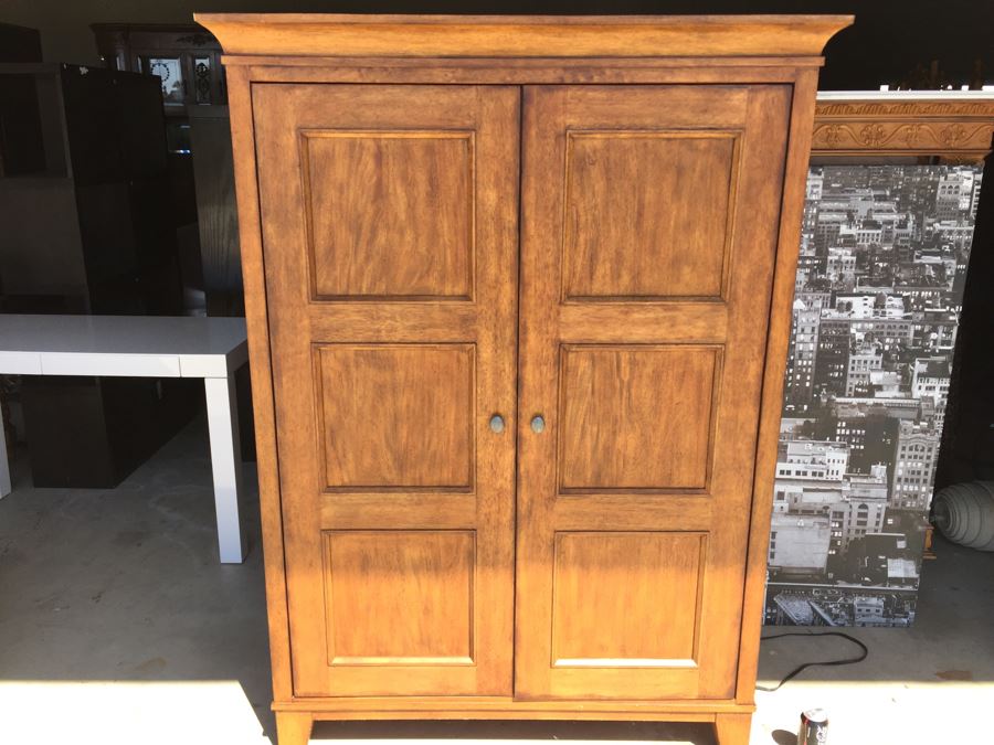 Ethan Allen Armoire Entertainment Cabinet With Pocket Doors [Photo 1]