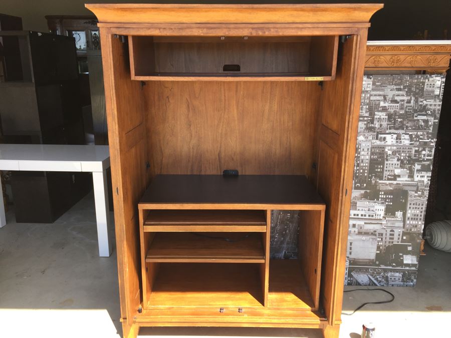 Ethan Allen Armoire Entertainment Cabinet With Pocket Doors [Photo 3]