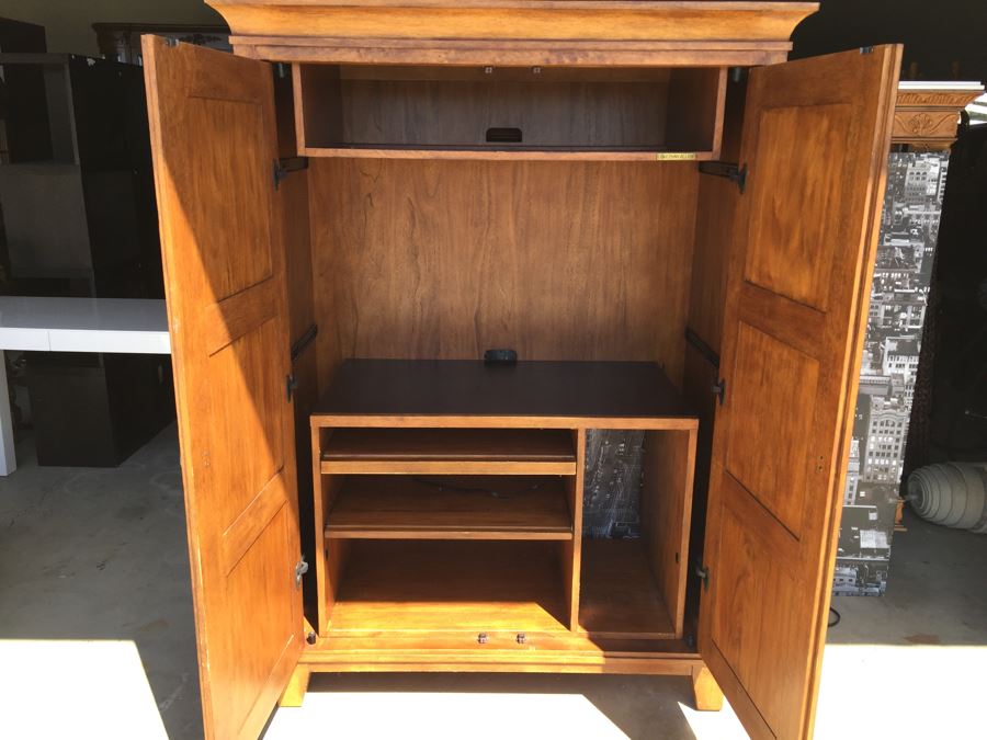 Ethan Allen Armoire Entertainment Cabinet With Pocket Doors [Photo 2]