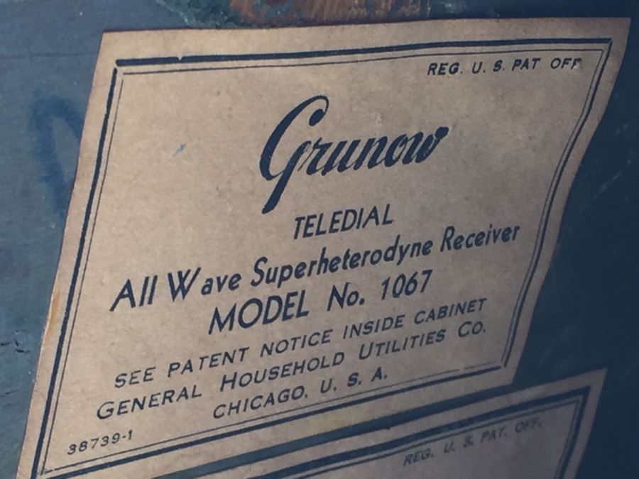 Rare Art Deco Grunow Tube Radio With Teledial Model No. 1067 Wooden Cabinet [Photo 28]