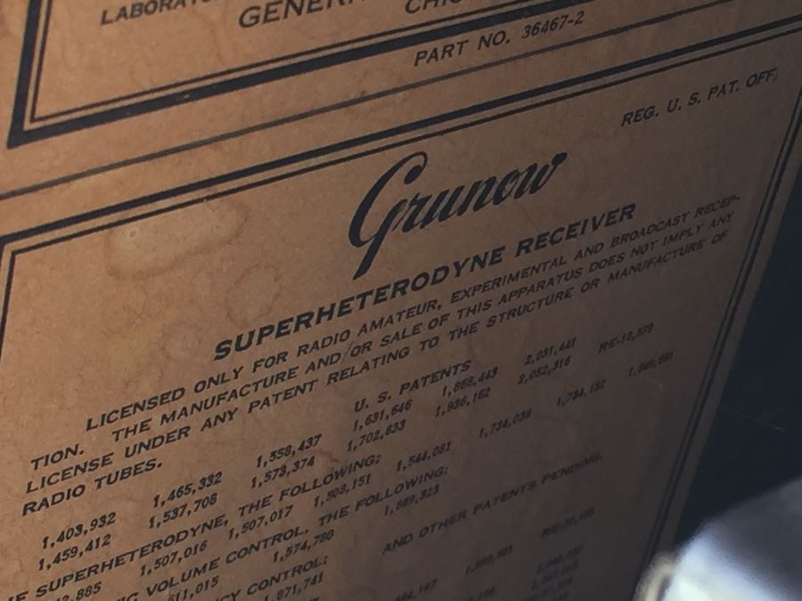 Rare Art Deco Grunow Tube Radio With Teledial Model No. 1067 Wooden Cabinet [Photo 27]