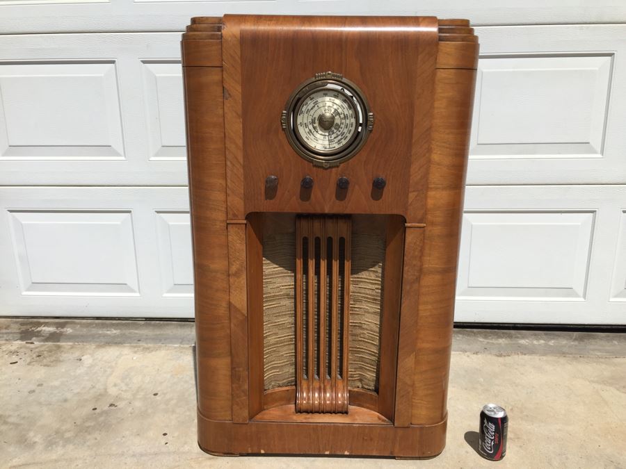 Rare Art Deco Grunow Tube Radio With Teledial Model No. 1067 Wooden Cabinet